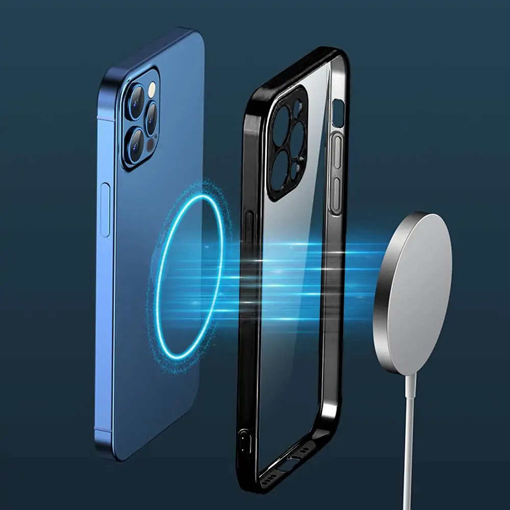 Etui JETech ochronne do iPhone 12 przeźroczysty z ochroną obiektywów, czarne