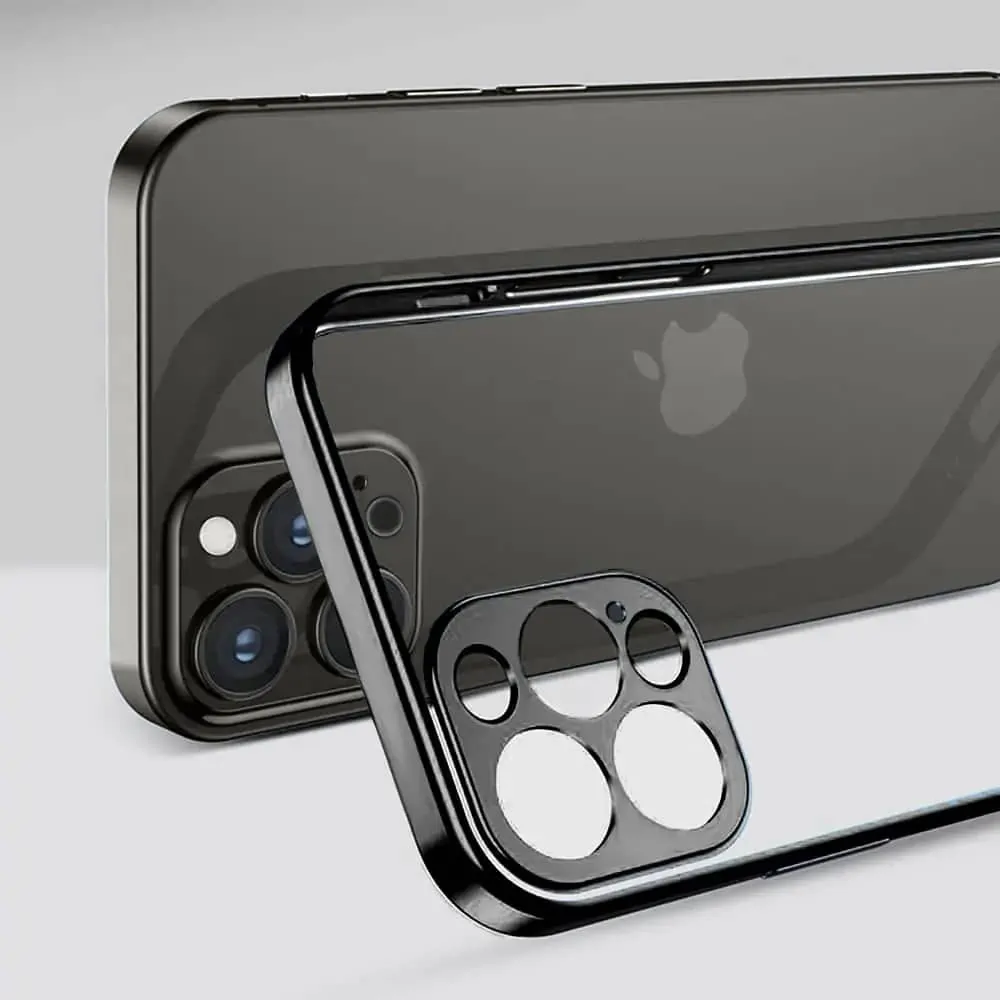 Etui JETech ochronne do iPhone 12 Pro przeźroczysty tył HD czarna ramka