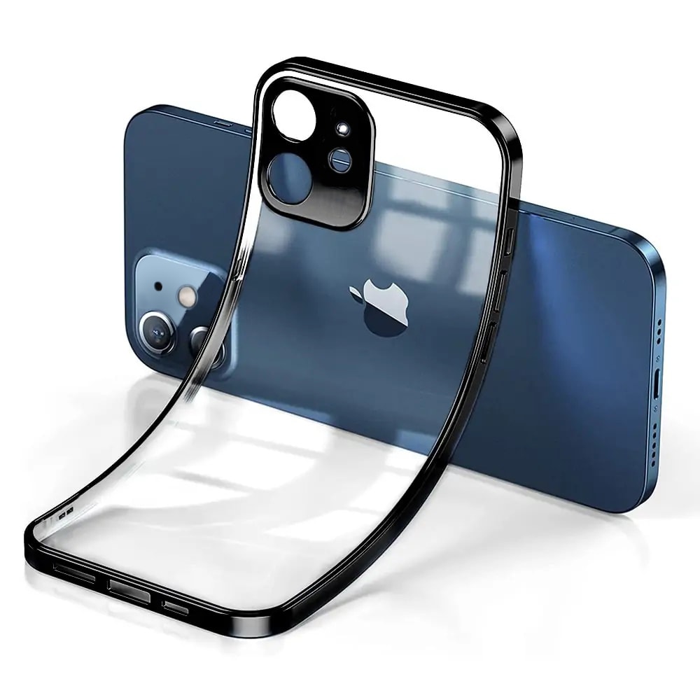 Etui JETech ochronne do iPhone 12 Pro Max przeźroczysty tył HD czarna ramka
