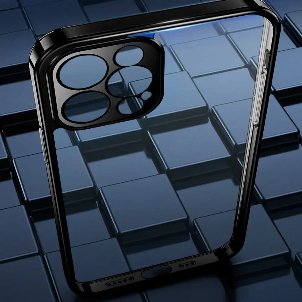 Etui JETech ochronne do iPhone 12 przeźroczysty z ochroną obiektywów, czarne