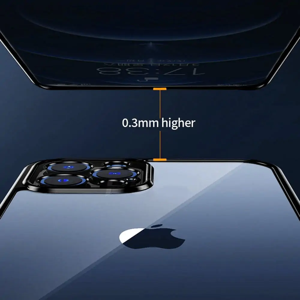 Etui JETech ochronne do iPhone 12 przeźroczysty z ochroną obiektywów, czarne