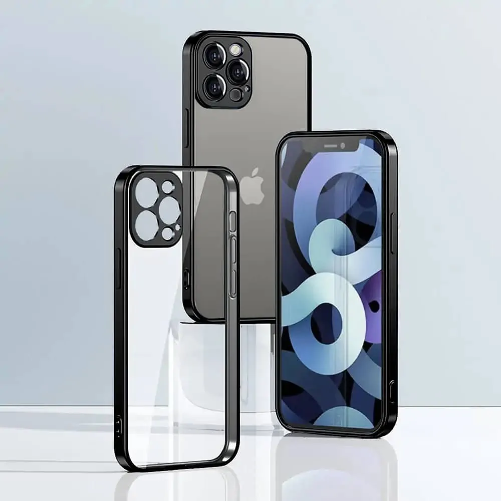 Etui JETech ochronne do iPhone 12 Pro przeźroczysty tył HD czarna ramka