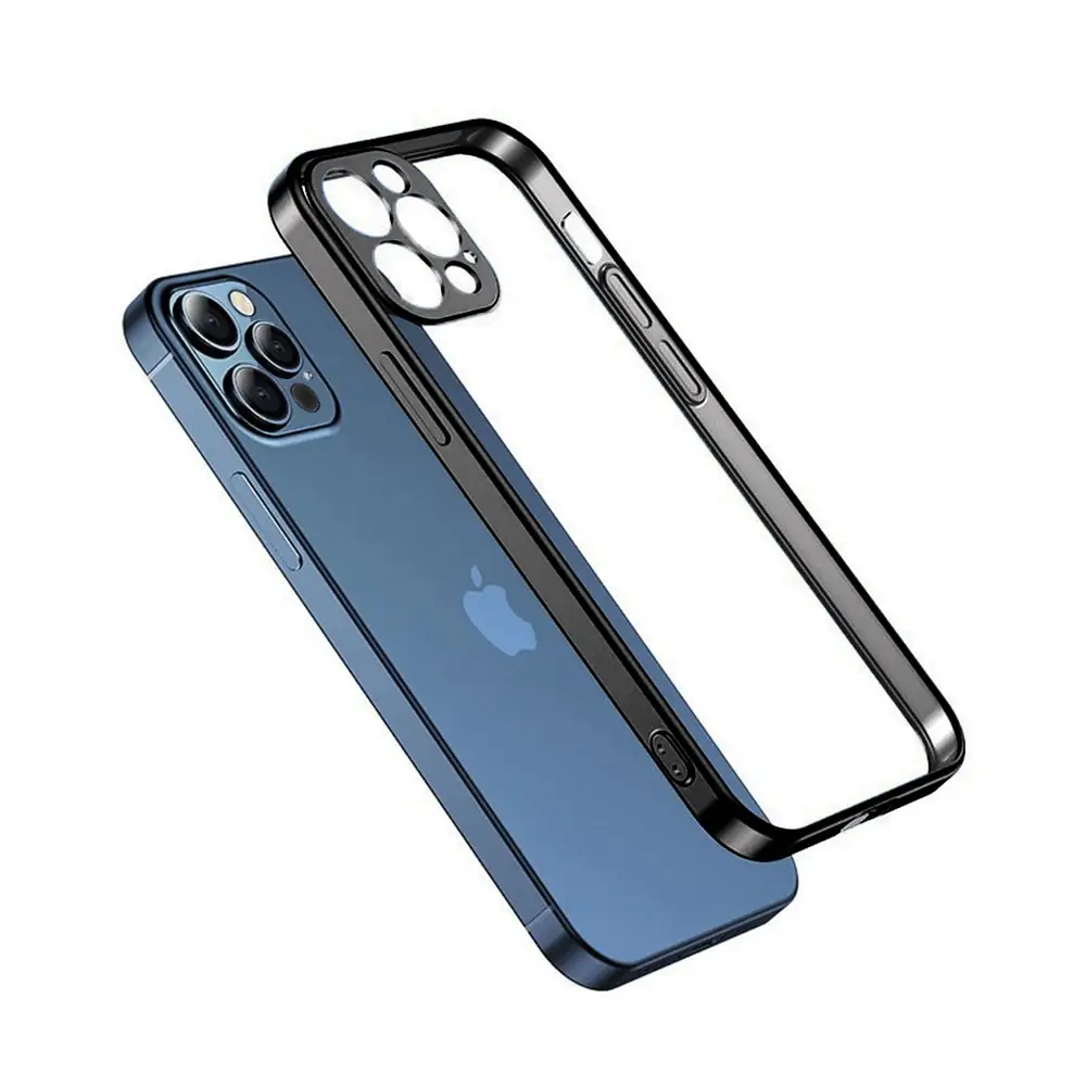 Etui JETech ochronne do iPhone 12 przeźroczysty z ochroną obiektywów, czarne