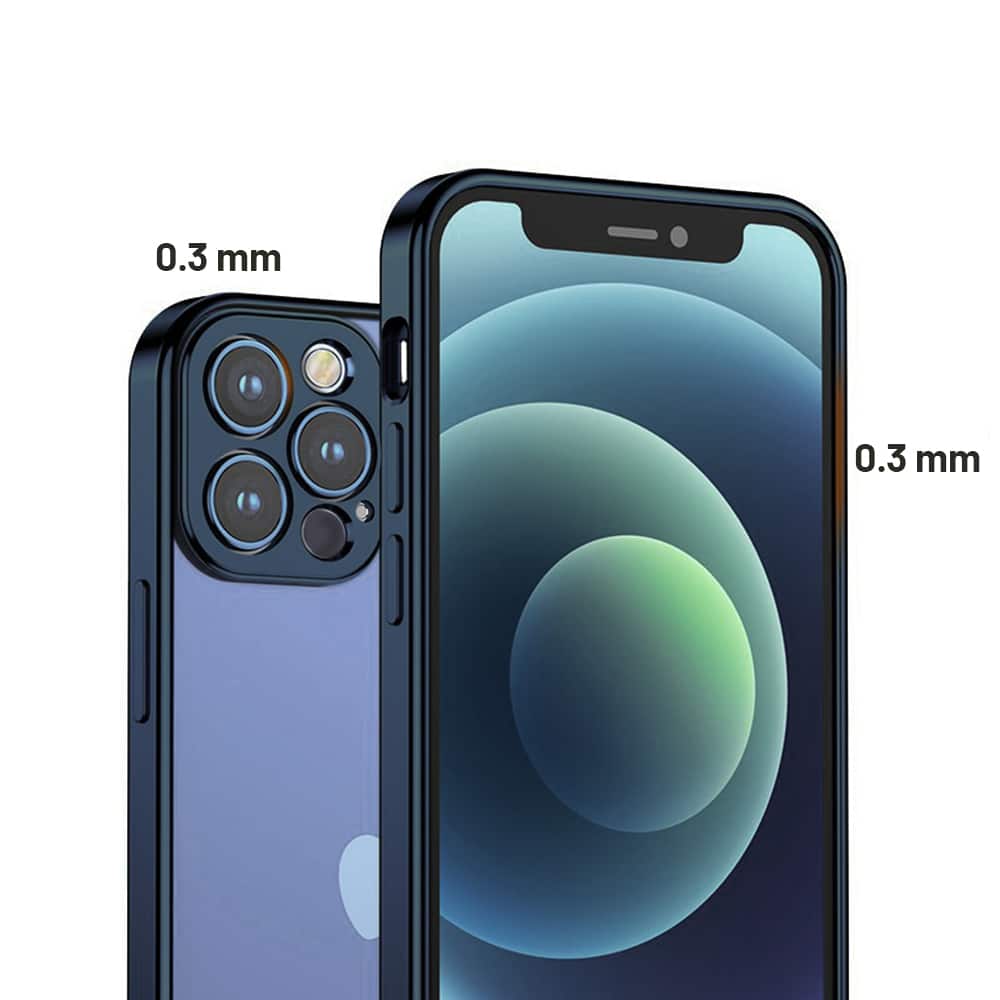 Etui JETech ochronne do iPhone 12 Pro przeźroczysty tył HD niebieski, pacyficzny kolor ramki