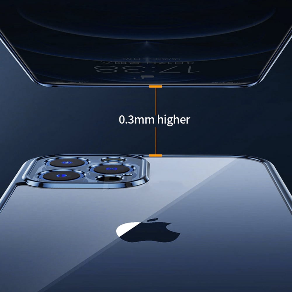 Etui JETech ochronne do iPhone 12 Pro przeźroczysty tył HD niebieski, pacyficzny kolor ramki