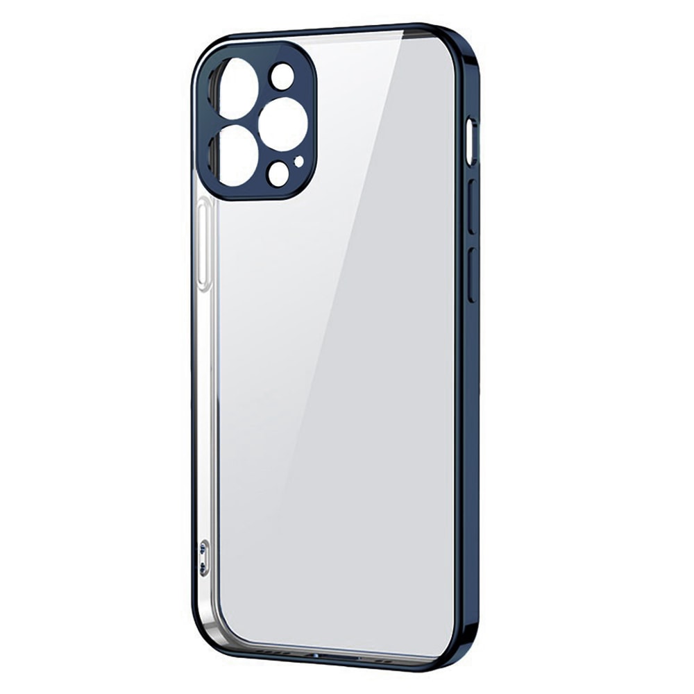 Etui JETech ochronne do iPhone 12 Pro przeźroczysty tył HD niebieski, pacyficzny kolor ramki