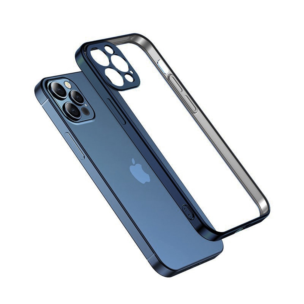 Etui JETech ochronne do iPhone 12 Pro przeźroczysty tył HD niebieski, pacyficzny kolor ramki