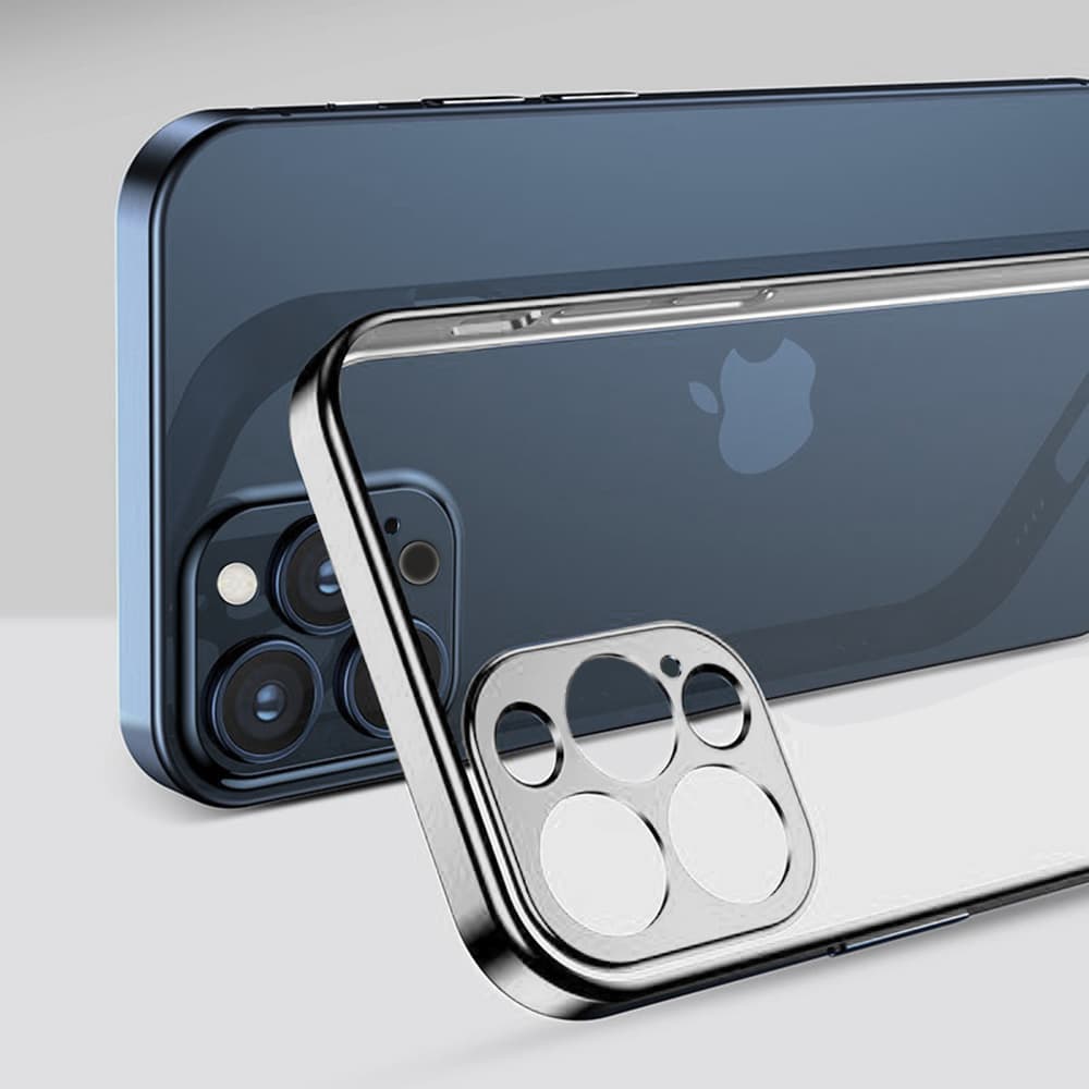 Etui JETech ochronne do iPhone 12 Pro Max przeźroczysty tył HD srebrna ramka