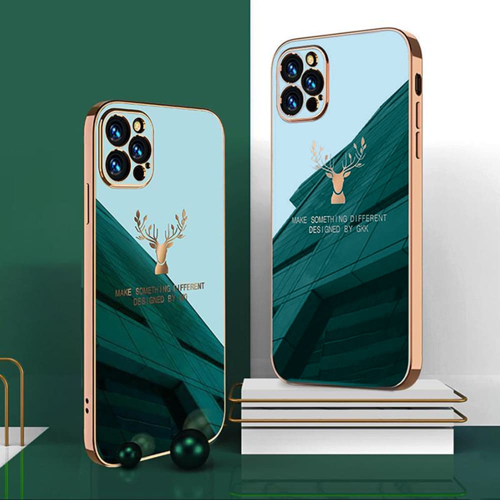 SURPHY do iPhone 12 Pro z nadrukiem, szmaragdowe ze złotą ramką