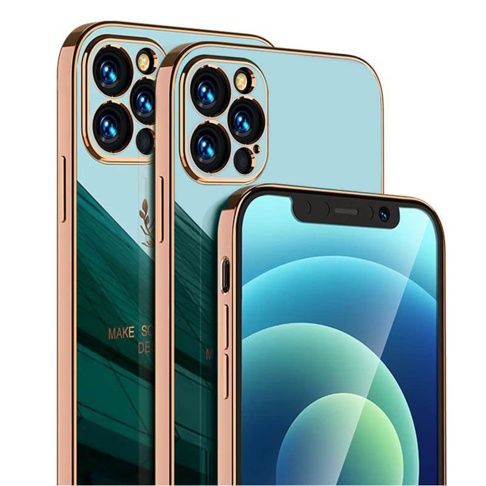 SURPHY do iPhone 12 Pro z nadrukiem, szmaragdowe ze złotą ramką