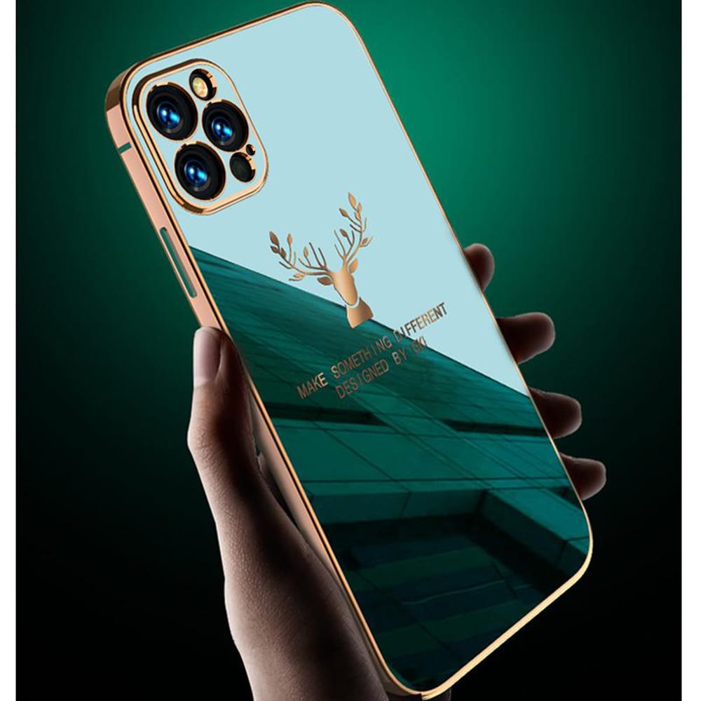 SURPHY do iPhone 12 Pro z nadrukiem, szmaragdowe ze złotą ramką