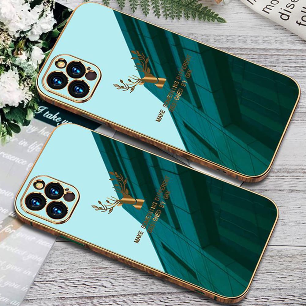 SURPHY do iPhone 12 Pro z nadrukiem, szmaragdowe ze złotą ramką