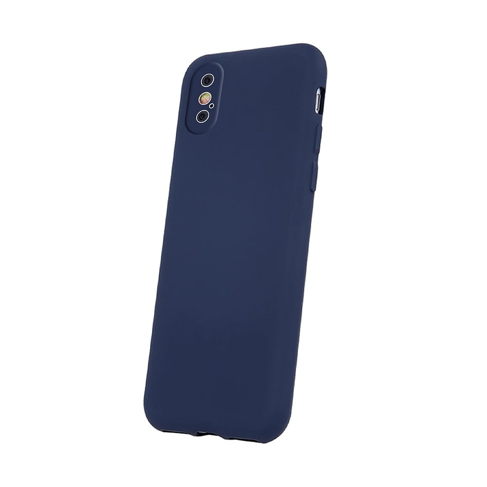 Etui do iPhone X/XS silikonowe z mikrofibrą soft touch, granatowe