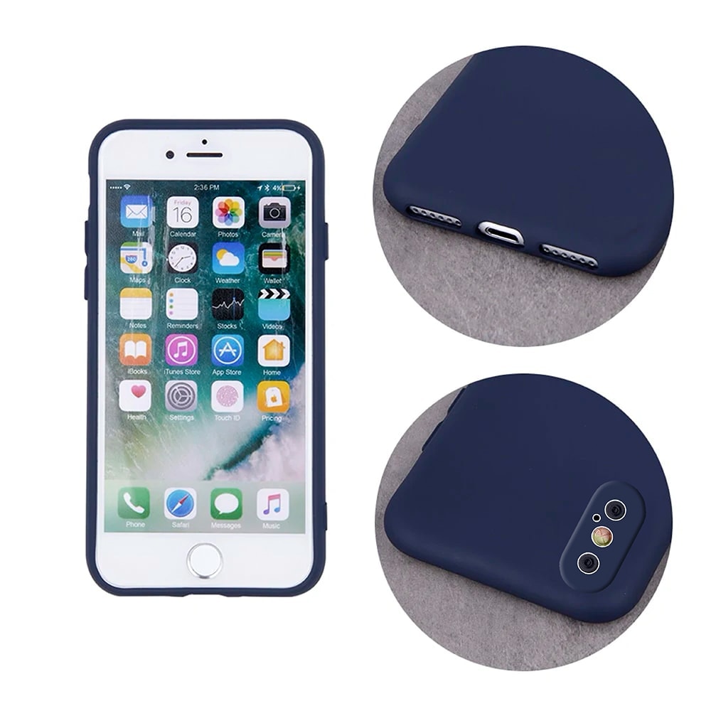 Etui do iPhone X/XS silikonowe z mikrofibrą soft touch, granatowe