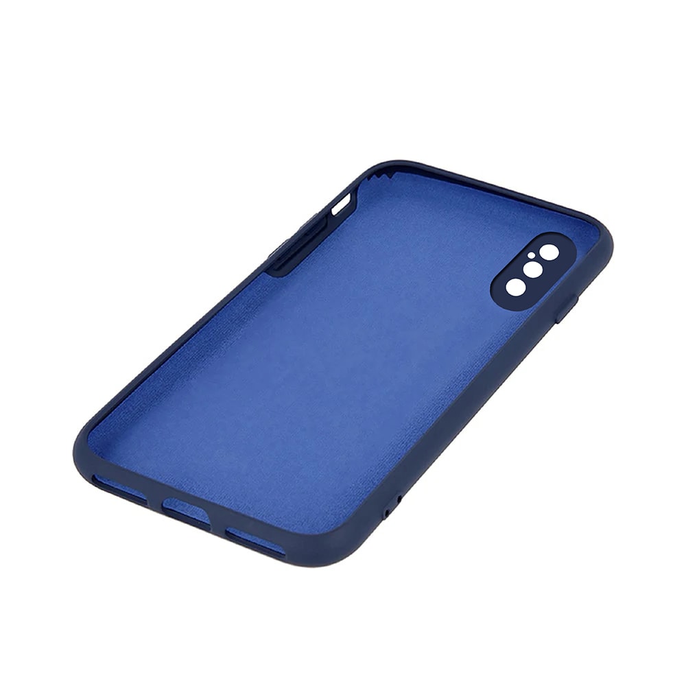 Etui do iPhone X/XS silikonowe z mikrofibrą soft touch, granatowe