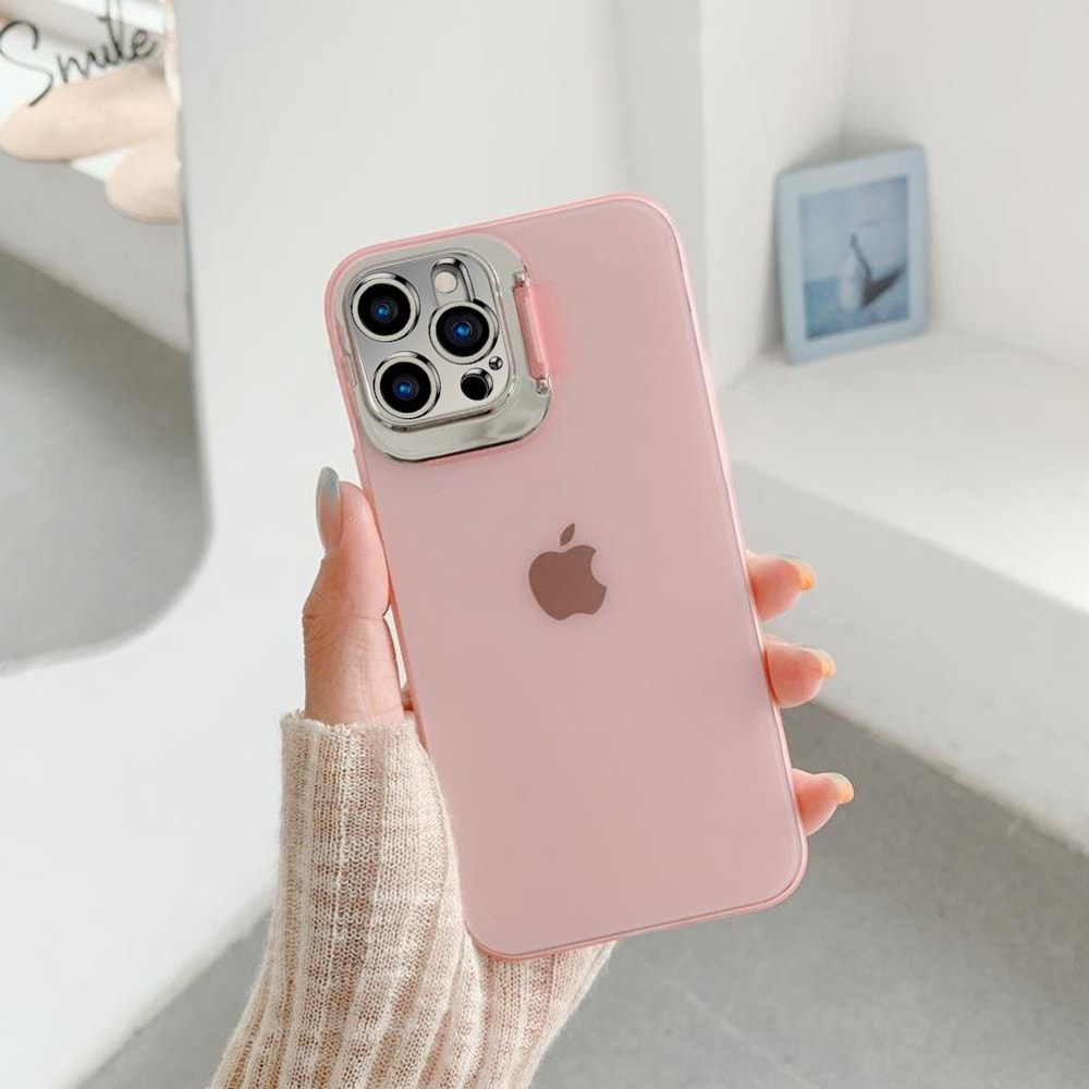 Etui do iPhone 12 Pro SmartDevil matowe jasny róż z metalową klapką na obiektyw