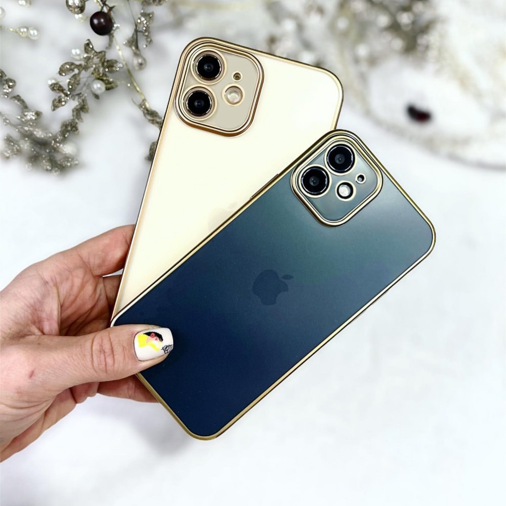 Etui do iPhone 12 półprzeźroczyste, matowe, chromowane złoto SULADA oryginal