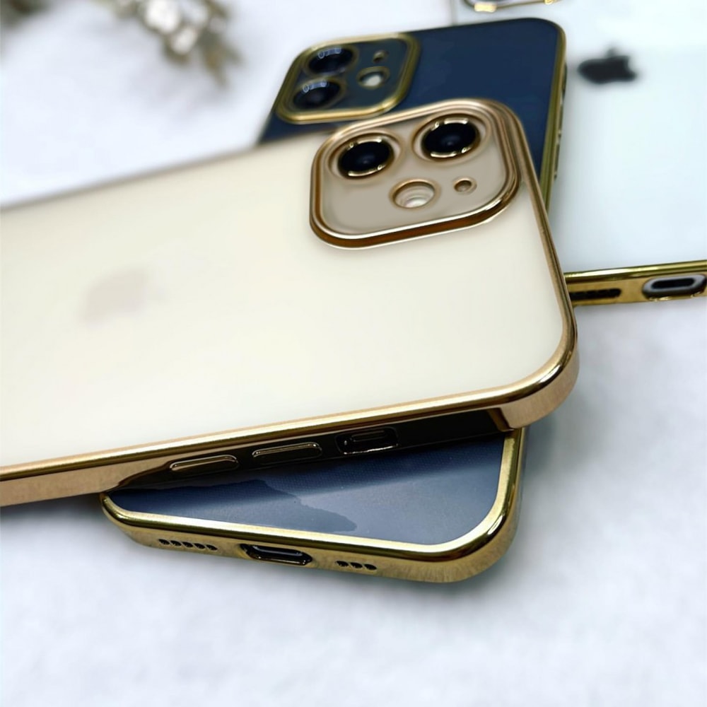 Etui do iPhone 12 półprzeźroczyste, matowe, chromowane złoto SULADA oryginal