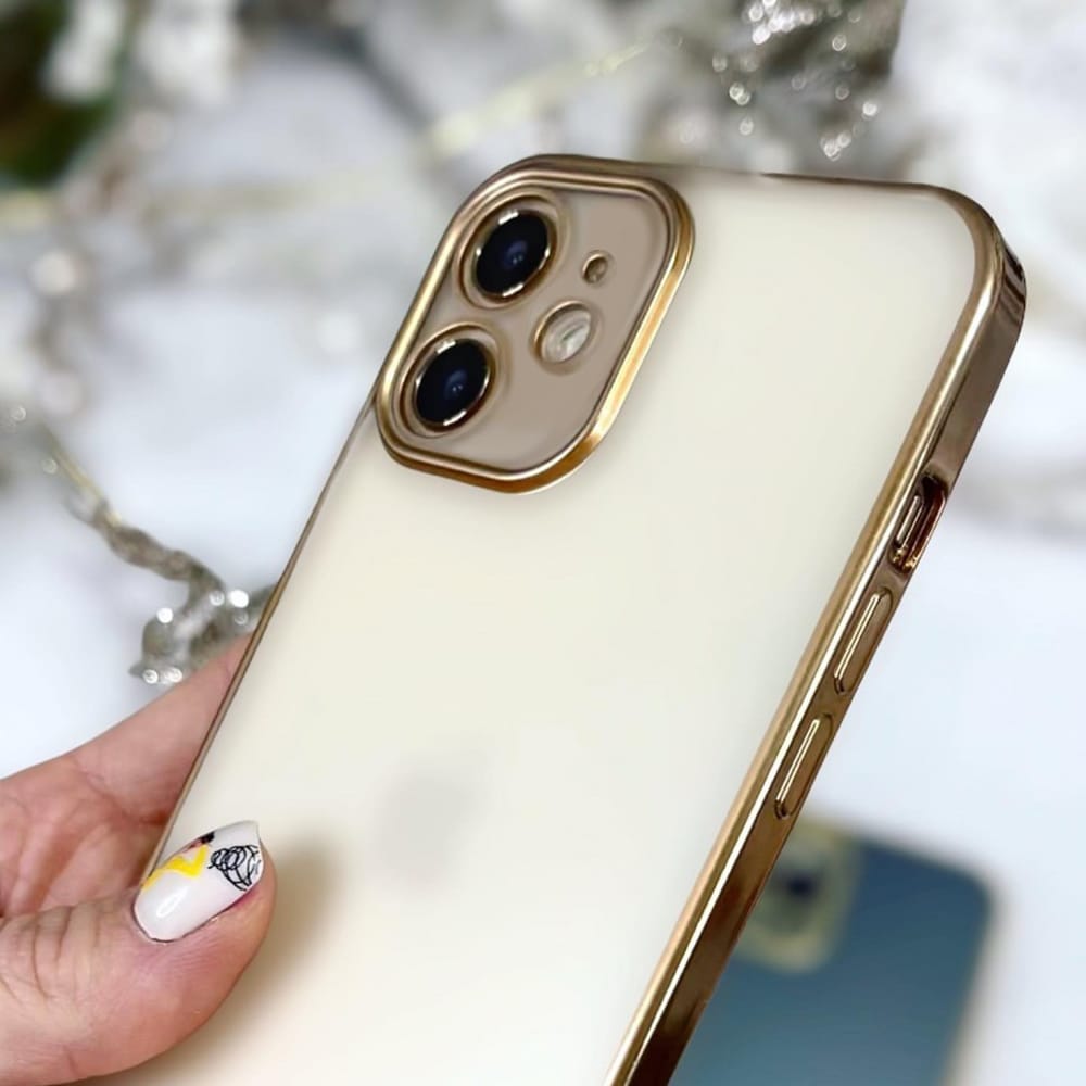 Etui do iPhone 12 półprzeźroczyste, matowe, chromowane złoto SULADA oryginal