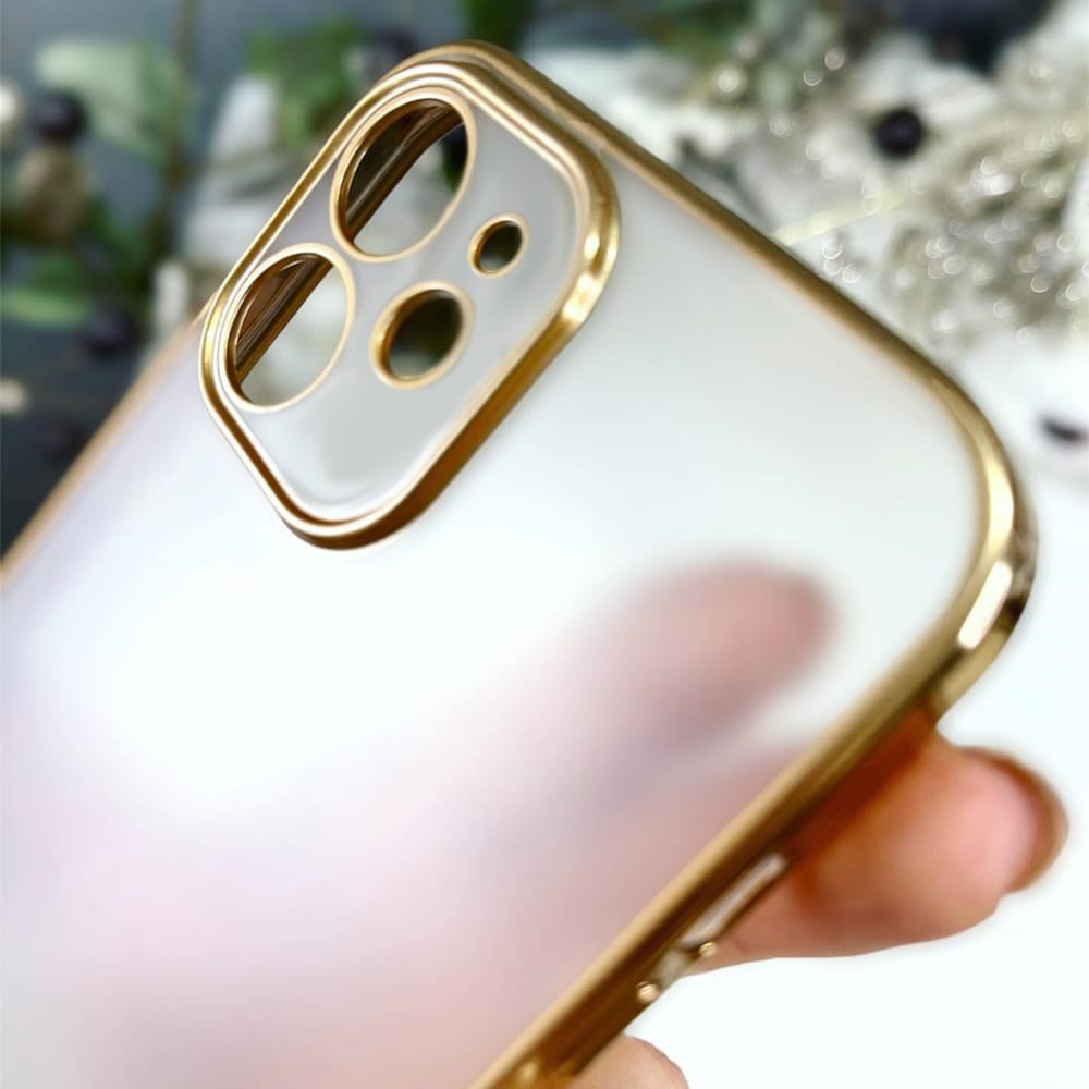 Etui do iPhone 12 półprzeźroczyste, matowe, chromowane złoto SULADA oryginal