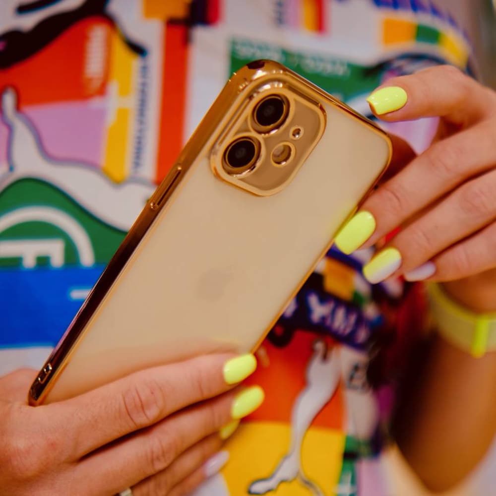 Etui do iPhone 12 półprzeźroczyste, matowe, chromowane złoto SULADA oryginal