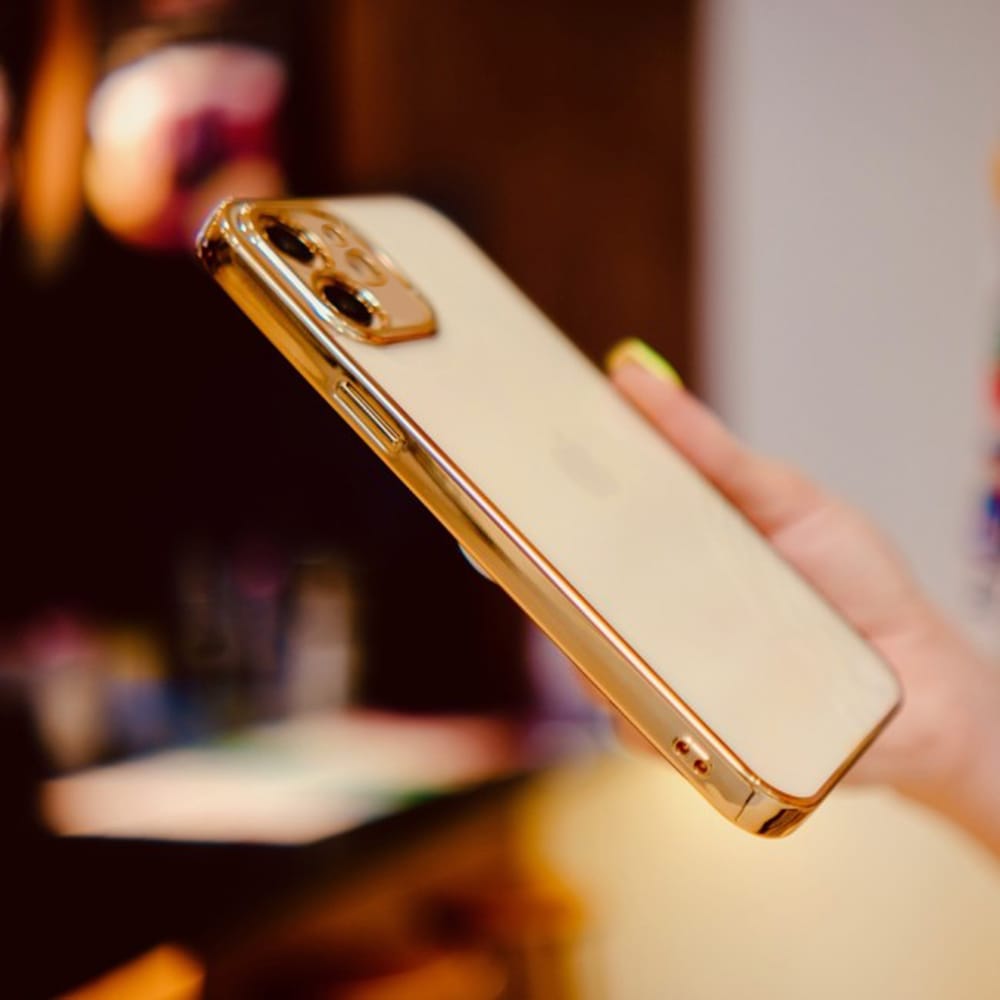 Etui do iPhone 12 półprzeźroczyste, matowe, chromowane złoto SULADA oryginal