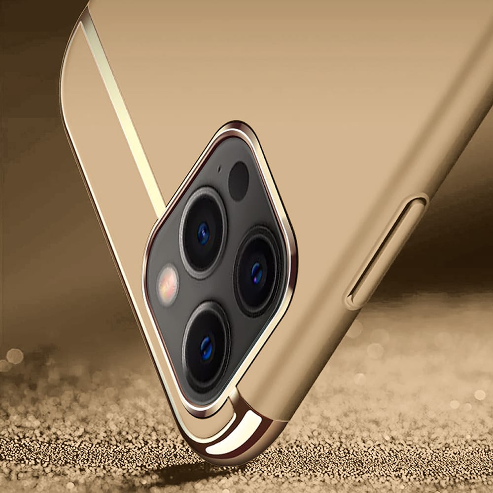 Etui do iPhone 12 Pro Max eleganckie cienkie ze zdobieniami i widocznym logo, złote