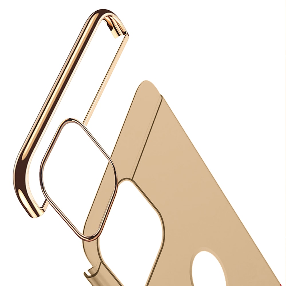 Etui do iPhone 12 Mini eleganckie cienkie ze zdobieniami i widocznym logo, złote