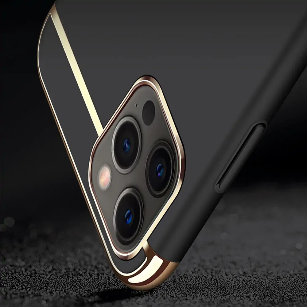 Etui do iPhone 11 Pro eleganckie cienkie ze zdobieniami i widocznym logo, czarne