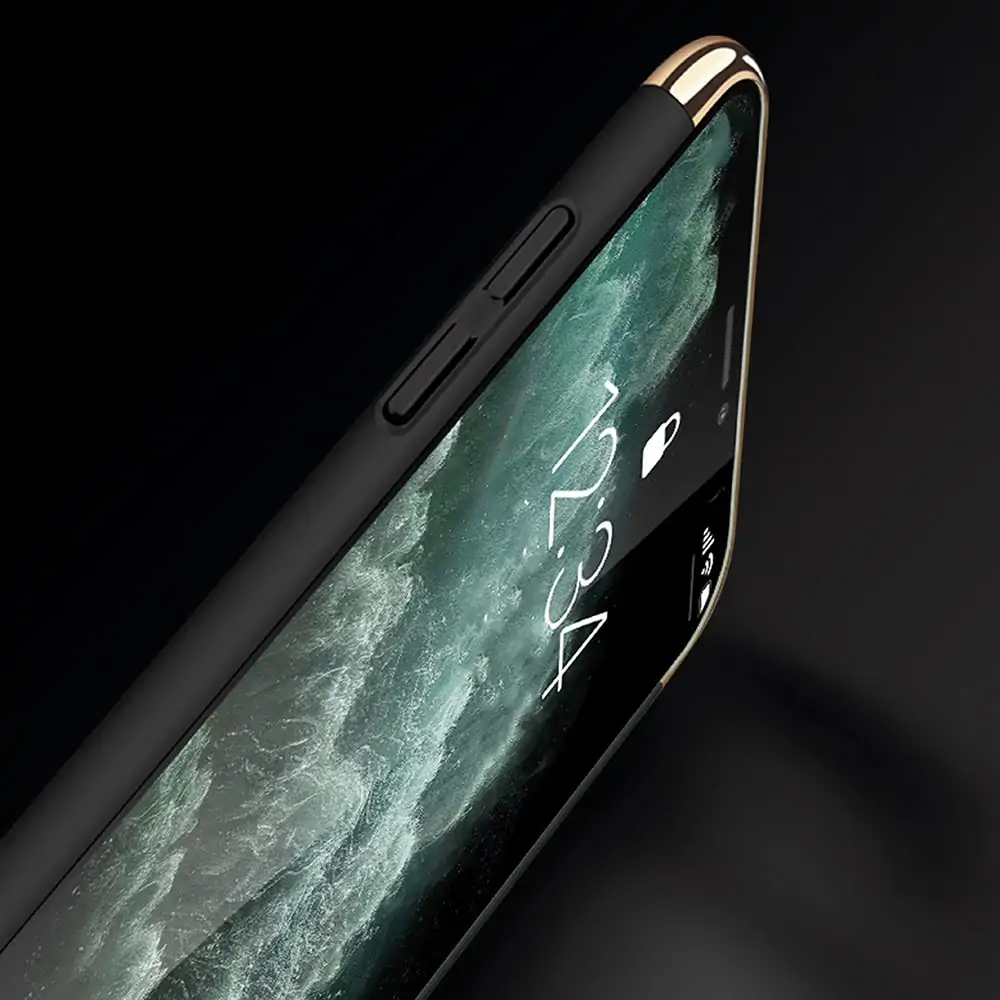 Etui do iPhone 11 Pro eleganckie cienkie ze zdobieniami i widocznym logo, czarne