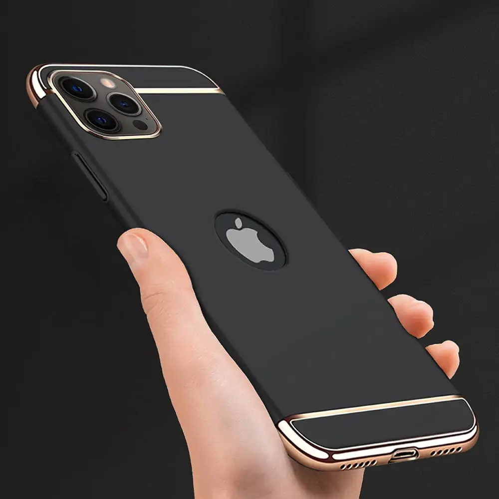 Etui do iPhone 11 Pro eleganckie cienkie ze zdobieniami i widocznym logo, czarne