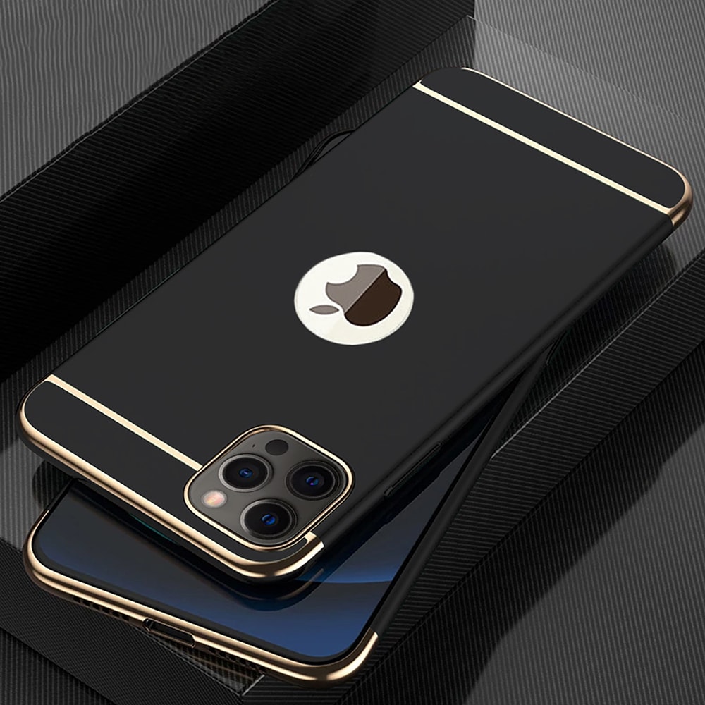 Etui do iPhone 11 Pro eleganckie cienkie ze zdobieniami i widocznym logo, czarne