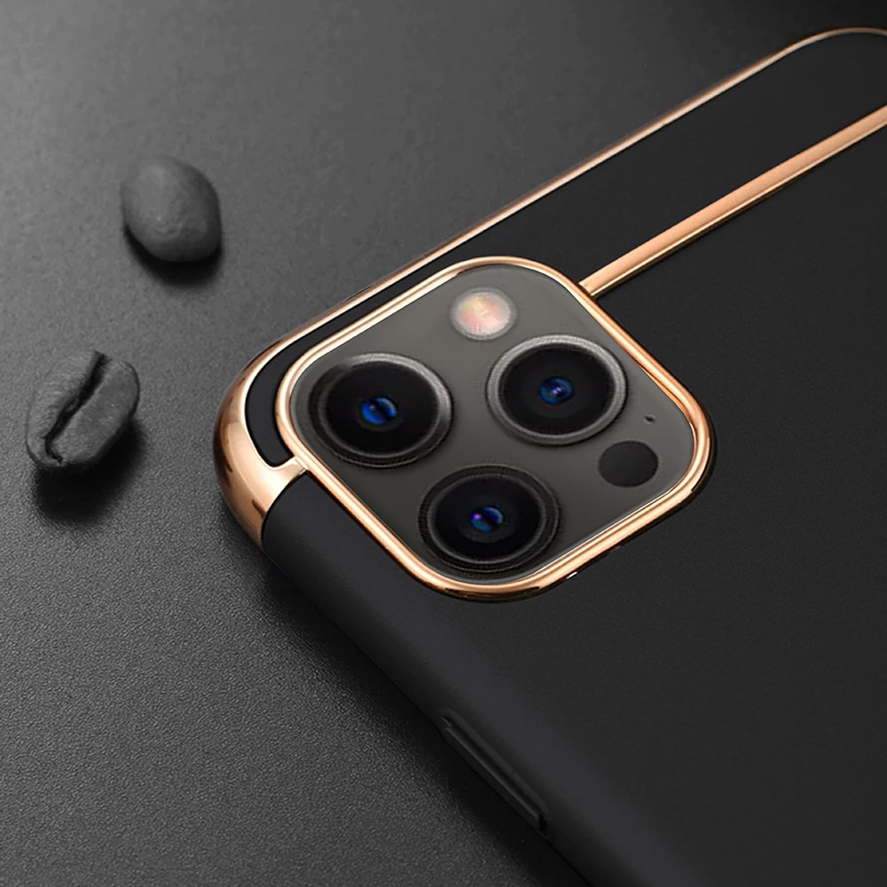 Etui do iPhone 11 Pro eleganckie cienkie ze zdobieniami i widocznym logo, czarne