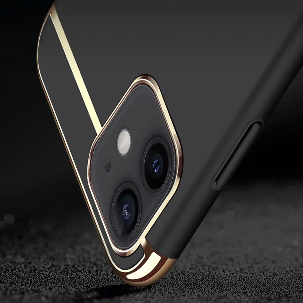 Etui do iPhone 11 eleganckie cienkie ze zdobieniami i widocznym logo, czarne