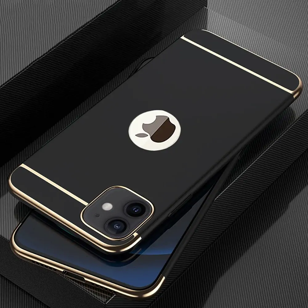 Etui do iPhone 11 eleganckie cienkie ze zdobieniami i widocznym logo, czarne