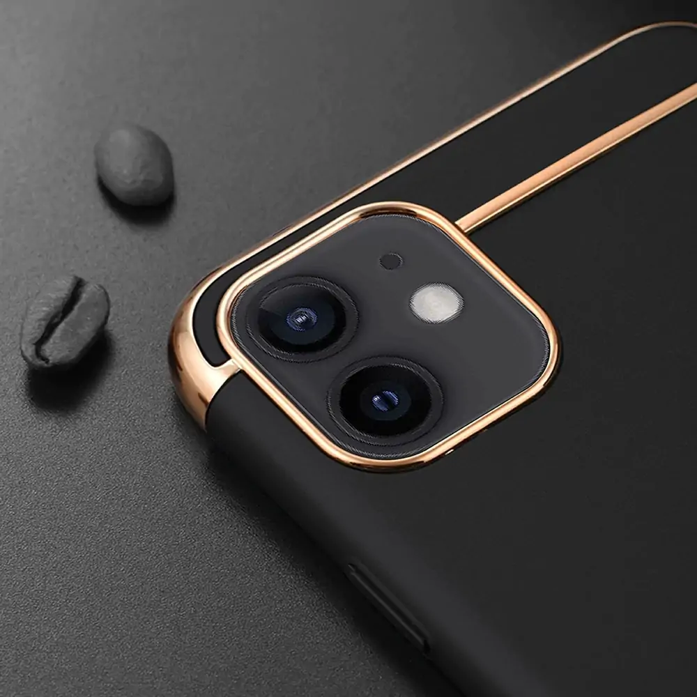 Etui do iPhone 11 eleganckie cienkie ze zdobieniami i widocznym logo, czarne