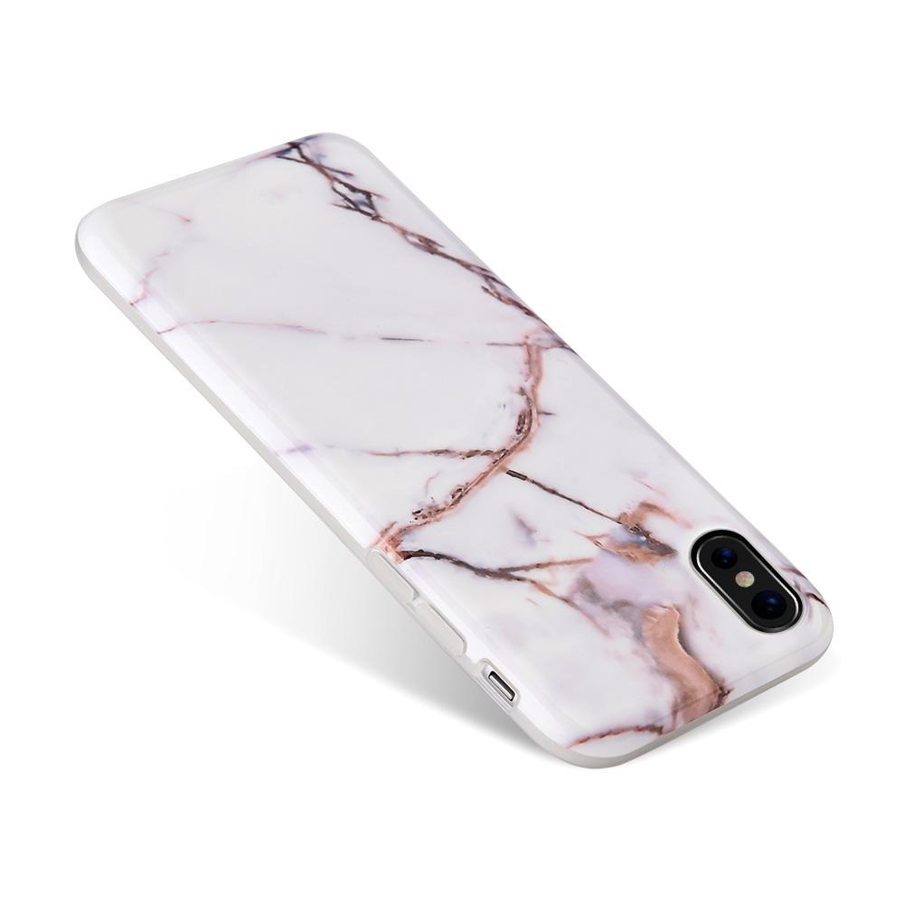 Etui do iPhone XS Max eleganckie biało-złoty marmurek
