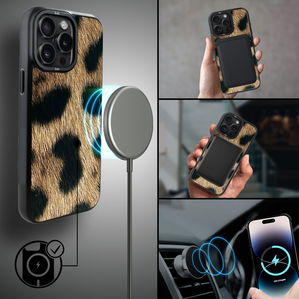Etui do iPhone 14 Pro IBIZU DropGuard Matt z MagSafe, Zew Natury, Lampart
