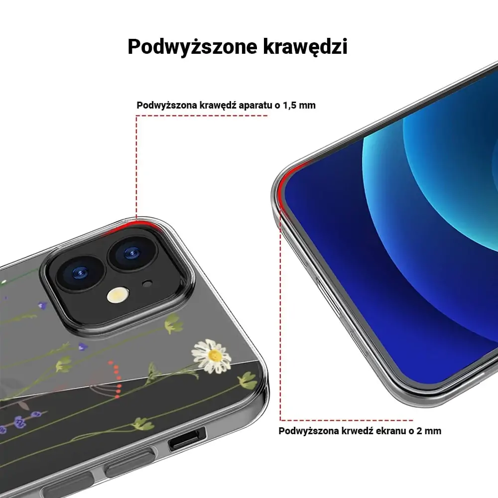 Etui do iPhone 12 silikonowe przeźroczyste wiosenne kwiaty