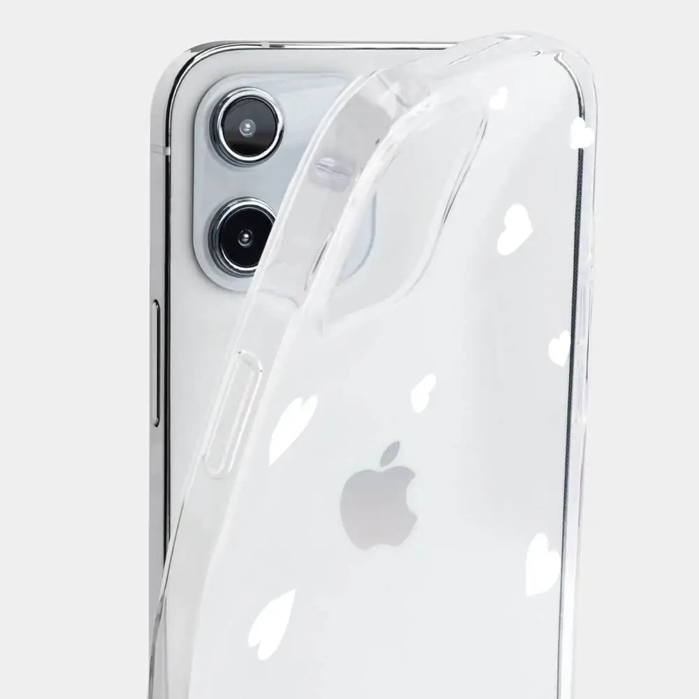 Etui do iPhone 12 silikonowe stylowe białe serduszka
