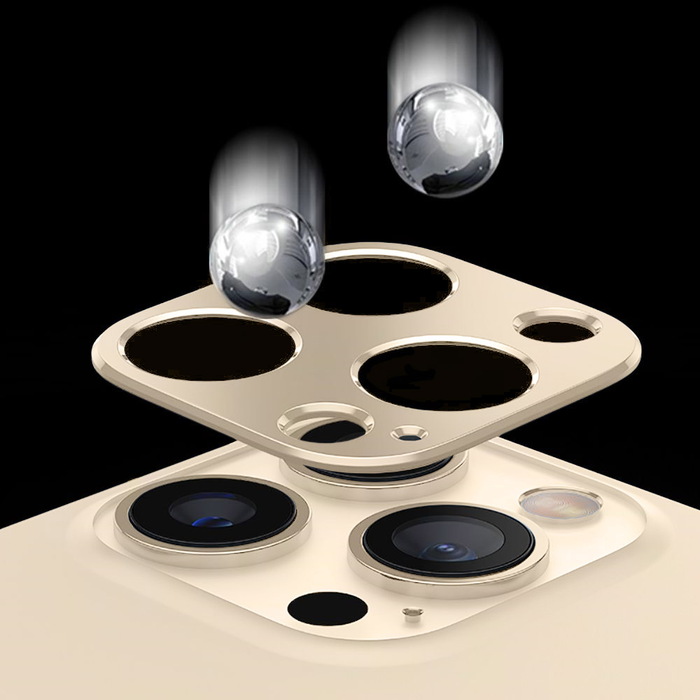 iPhone 13 Pro metalowa osłona na cały aparat, złota