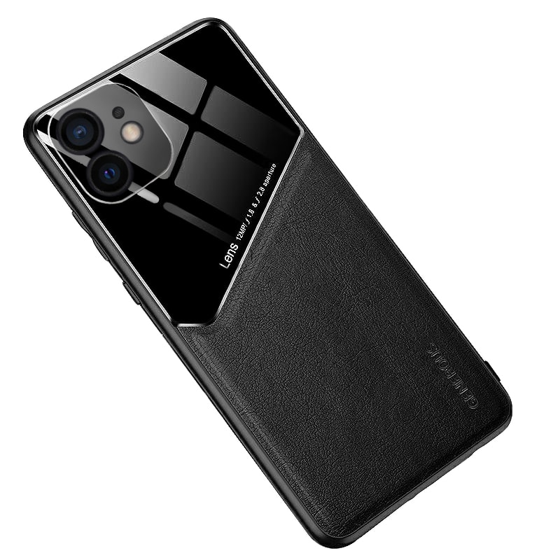 Etui do iPhone 12 eko skóra z magnesem + szkło organiczne czarne