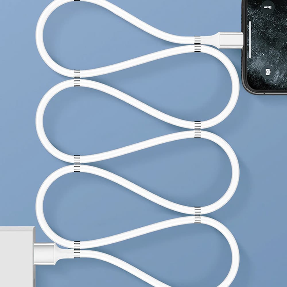 Kabel USB-C do iPhone Lightning składany, samoorganizujący do szybkiego ładowania