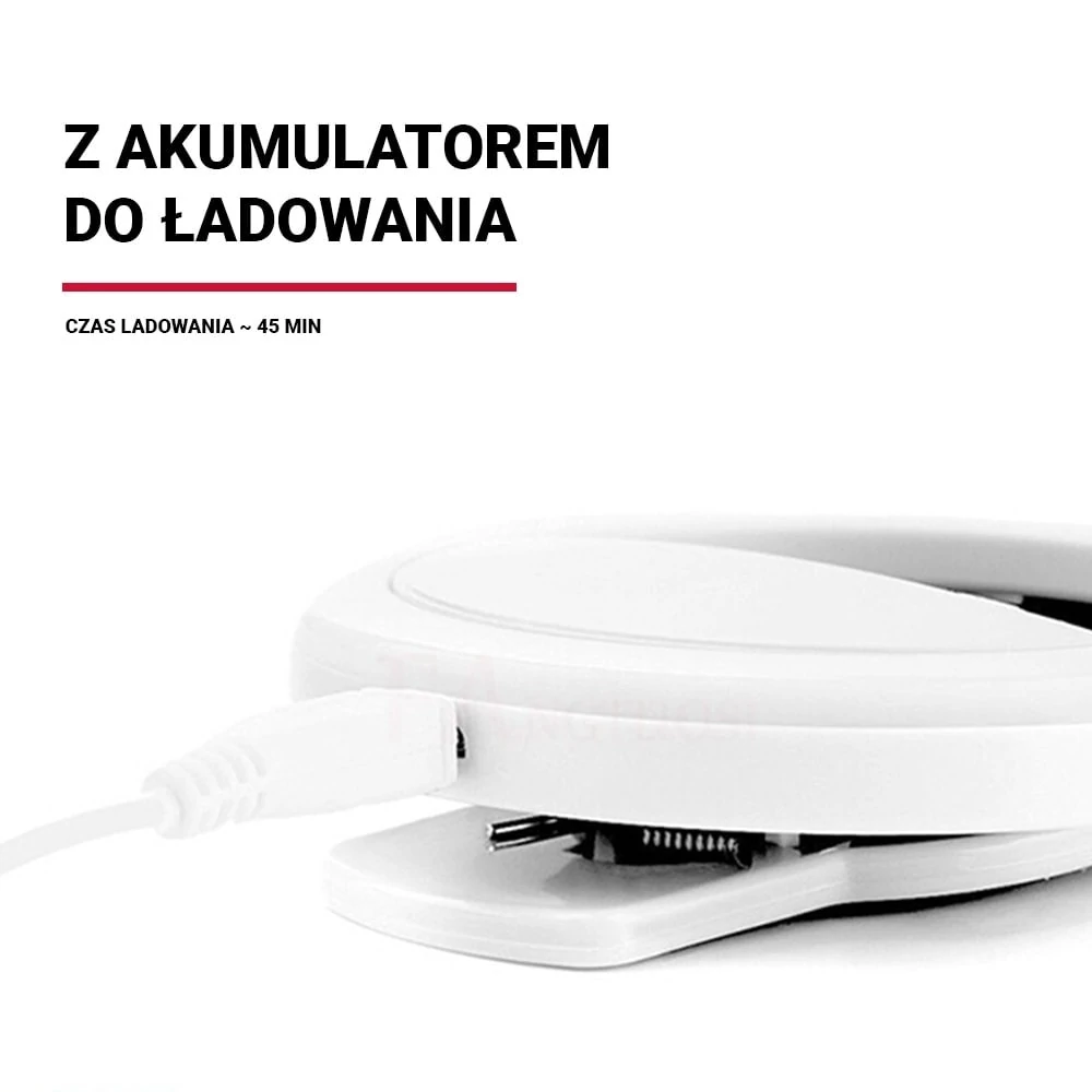 Lampa pierścieniowa do zdjęć selfie ring biała z akumulatorem + kabel micro USB