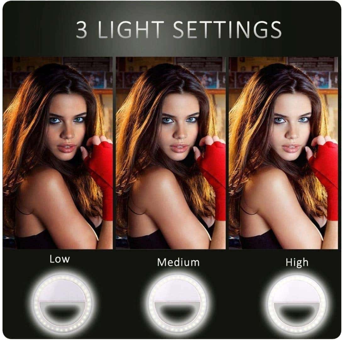 Lampa pierścieniowa do zdjęć selfie ring biała z akumulatorem + kabel micro USB