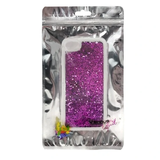 Etui do iPhone X/XS silikonowe przeźroczyste z płynnym złotym brokatem