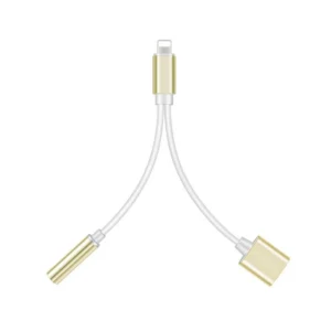 Adapter Przejściówka Lightning 8-pin Jack iPhone audio/HF + ładowanie, złoty