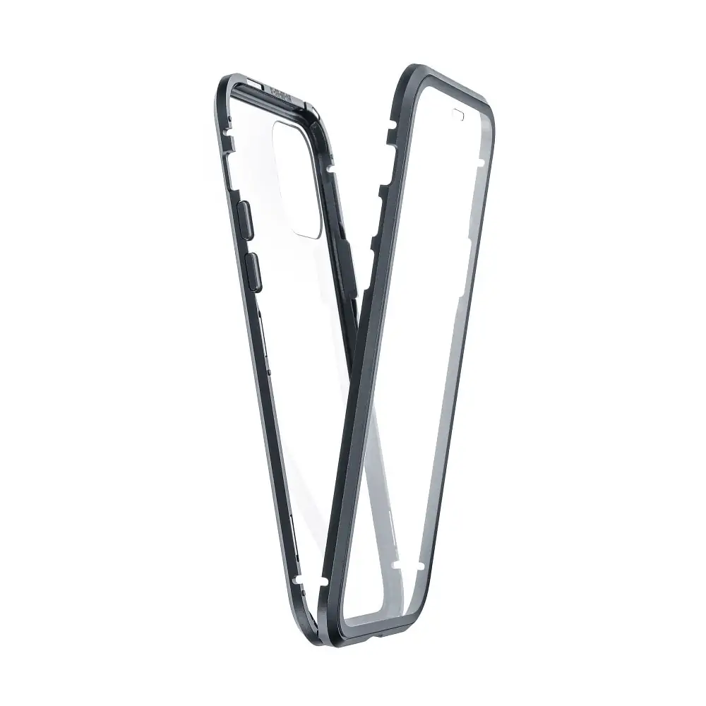 Magnetyczna obudowa 360° szklany przód + tył do iPhone 13 Mini, czarna (OUTLET)