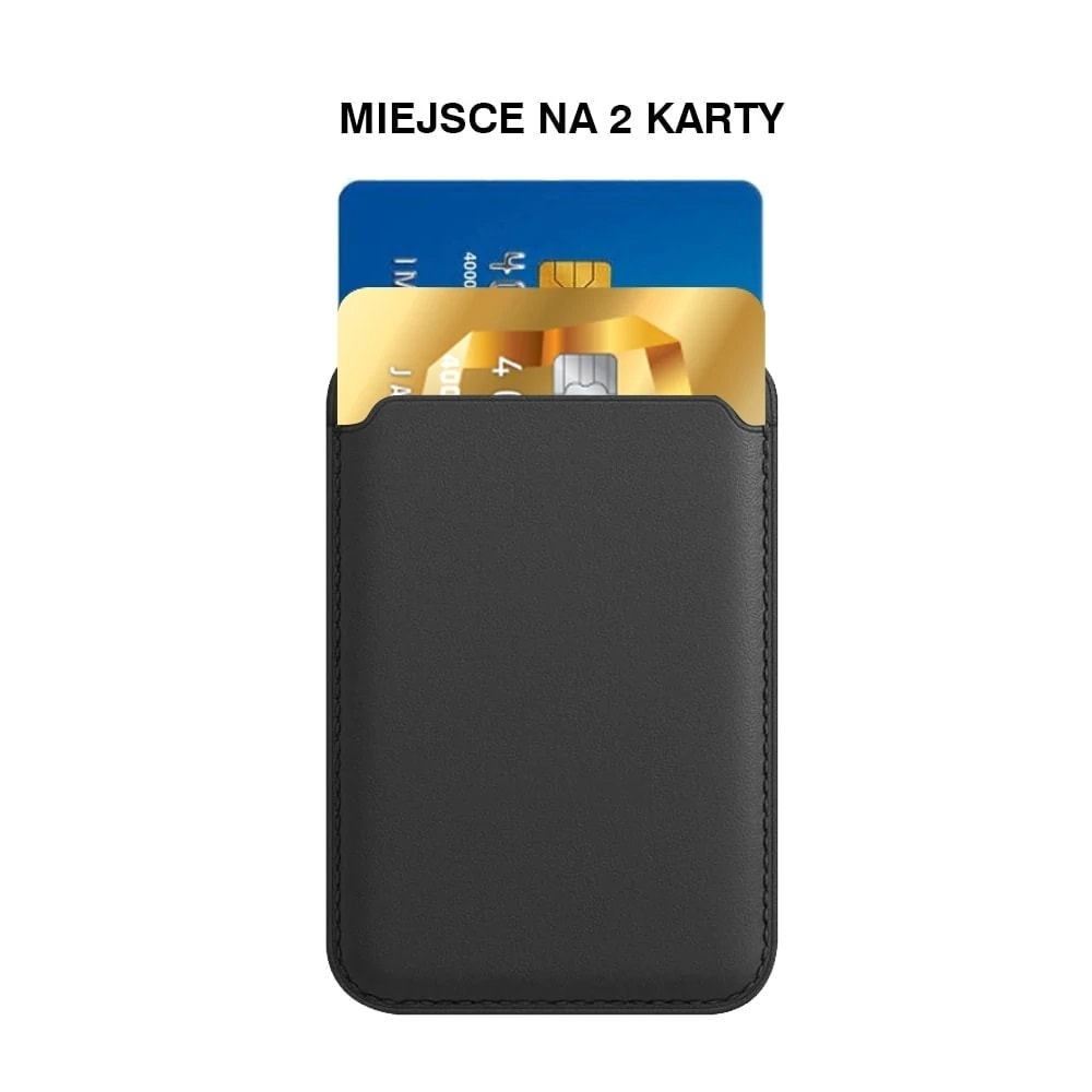 Skórzane etui portfel do iPhone 14/13/12/Pro/Max/Pro Max/Mini MagSafe magnes na karty, czarny