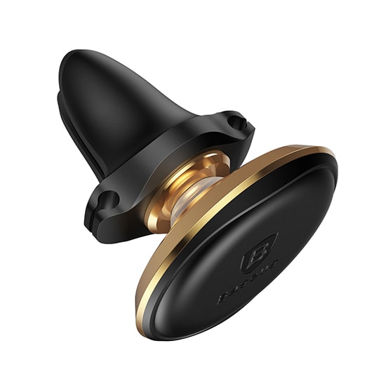 Magnetyczny uchwyt samochodowy do kratki czarno-złoty z uchwytem na kabel